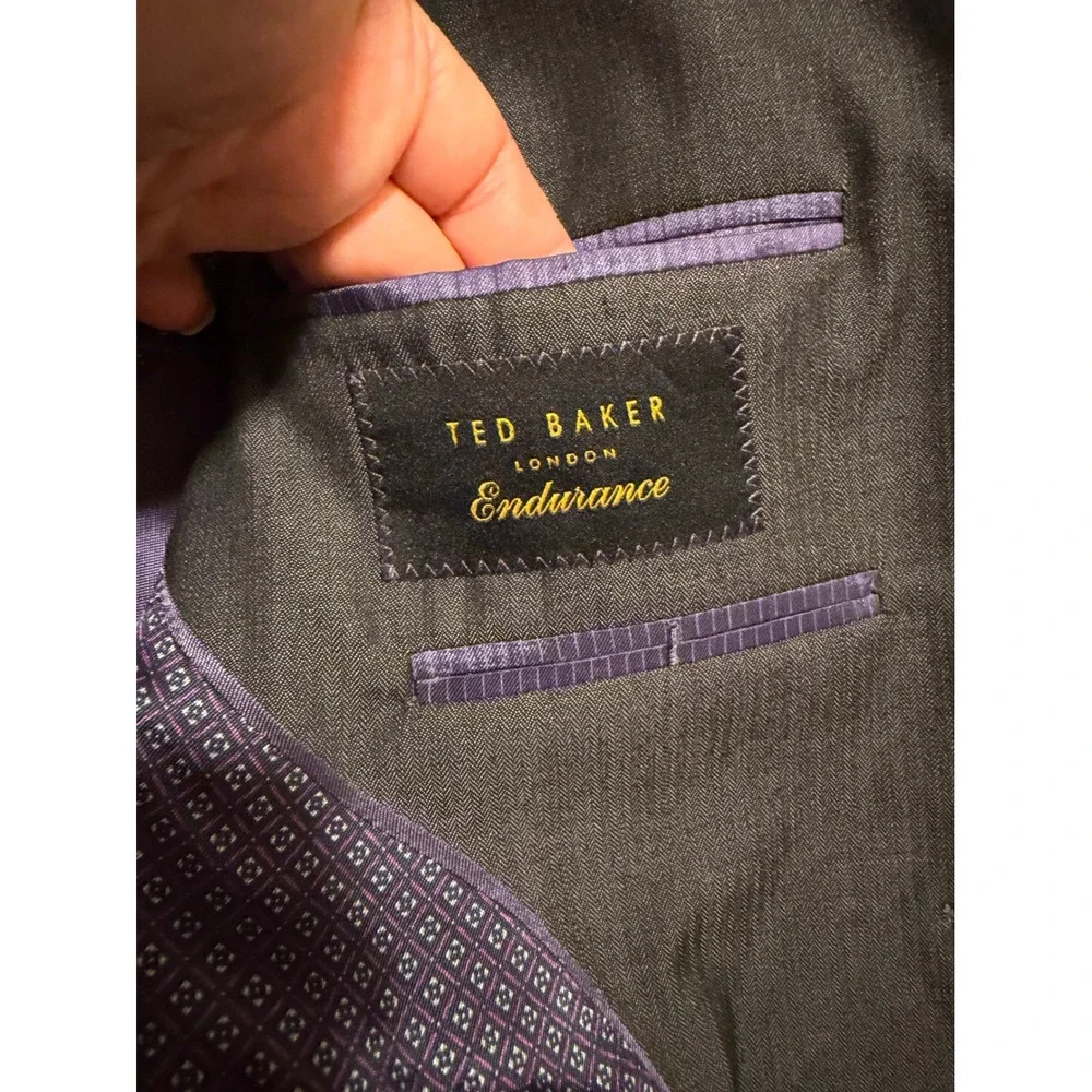 Ted Baker London Endurance Jay CT Suit Jacket Charcoal Grey Wool 38R Blazer
